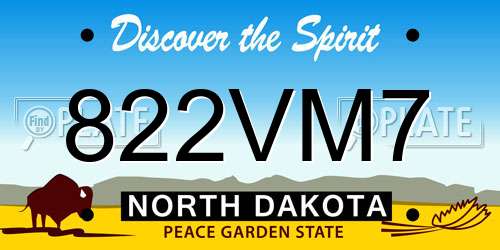 822VM7 North Dakota License Plate