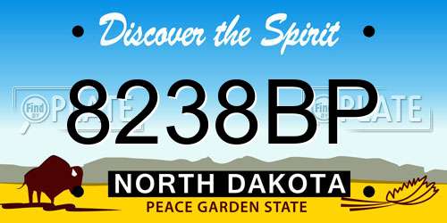 8238BP North Dakota License Plate