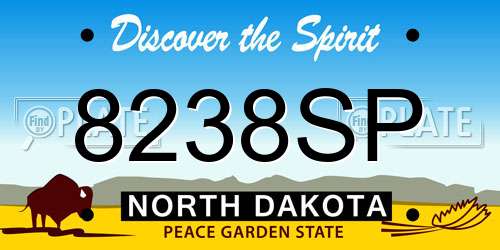 8238SP North Dakota License Plate