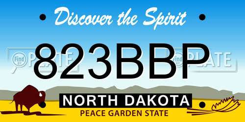 823BBP North Dakota License Plate