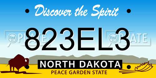823EL3 North Dakota License Plate