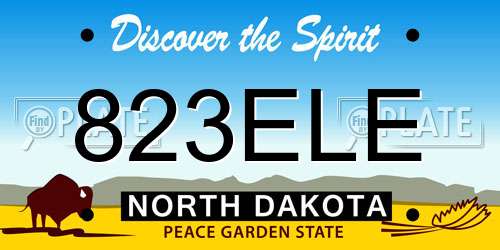 823ELE North Dakota License Plate