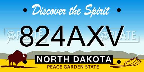 824AXV North Dakota License Plate