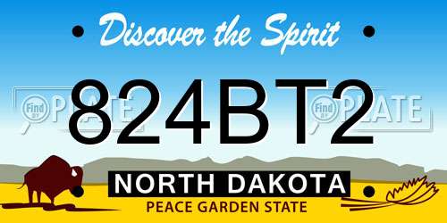 824BT2 North Dakota License Plate