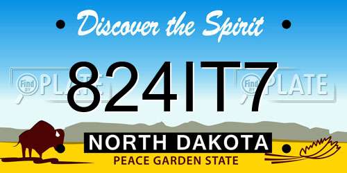 824IT7 North Dakota License Plate