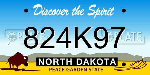 824K97 North Dakota License Plate