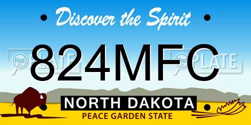 824MFC North Dakota License Plate