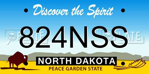 824NSS North Dakota License Plate