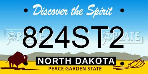 824ST2 North Dakota License Plate