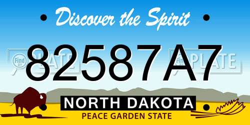 82587A7 North Dakota License Plate