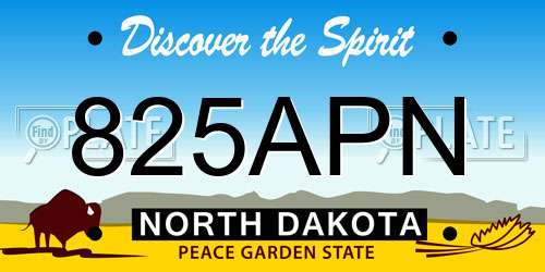 825APN North Dakota License Plate