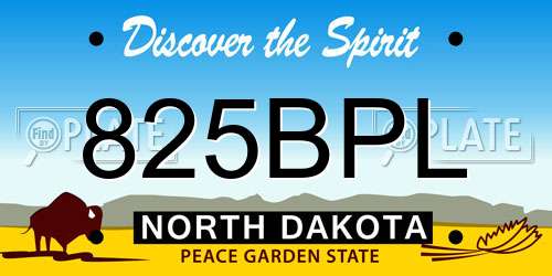 825BPL North Dakota License Plate