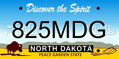 825MDG North Dakota License Plate