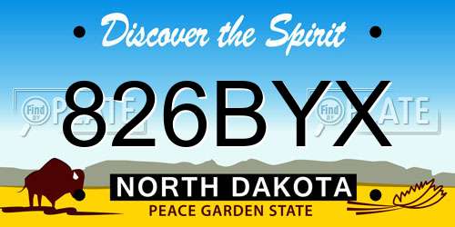826BYX North Dakota License Plate