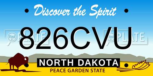 826CVU North Dakota License Plate