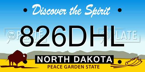 826DHL North Dakota License Plate