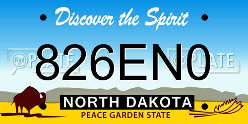 826EN0 North Dakota License Plate