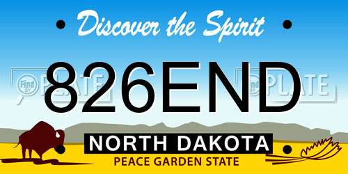 826END North Dakota License Plate
