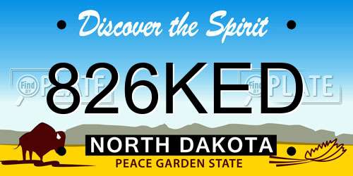 826KED North Dakota License Plate