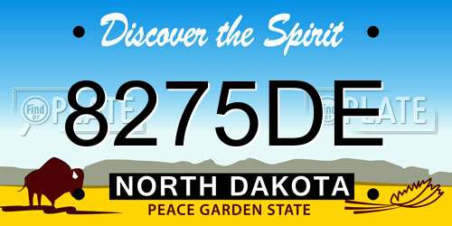 8275DE North Dakota License Plate