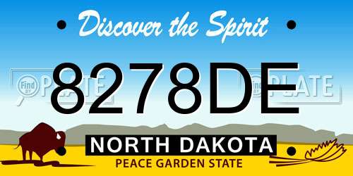 8278DE North Dakota License Plate