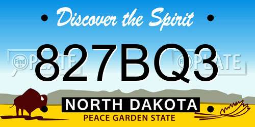 827BQ3 North Dakota License Plate