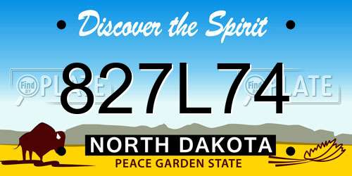 827L74 North Dakota License Plate