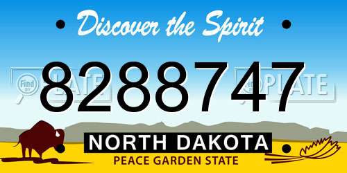 8288747 North Dakota License Plate