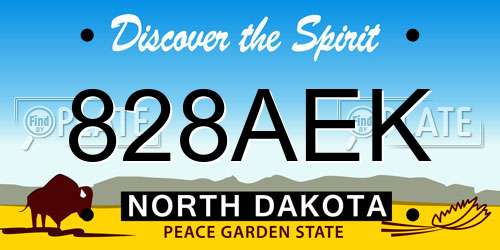 828AEK North Dakota License Plate