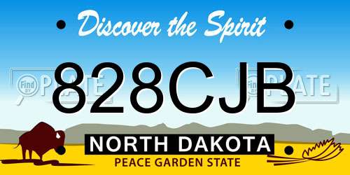 828CJB North Dakota License Plate