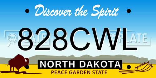 828CWL North Dakota License Plate