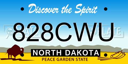 828CWU North Dakota License Plate
