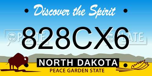 828CX6 North Dakota License Plate