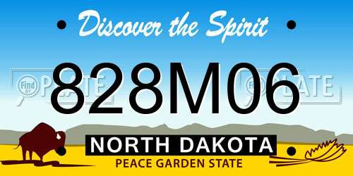 828M06 North Dakota License Plate