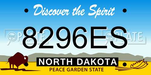 8296ES North Dakota License Plate