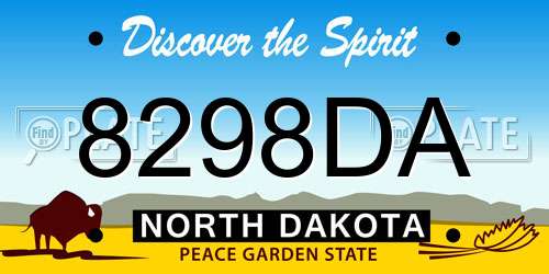 8298DA North Dakota License Plate