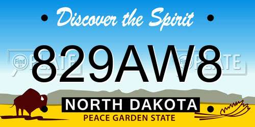 829AW8 North Dakota License Plate
