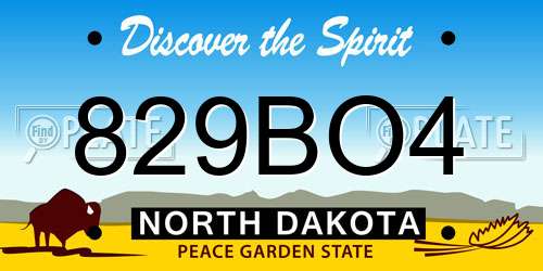 829BO4 North Dakota License Plate