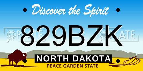 829BZK North Dakota License Plate