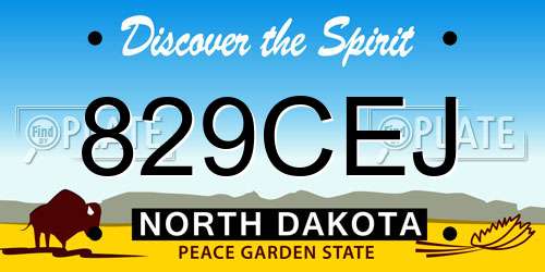 829CEJ North Dakota License Plate
