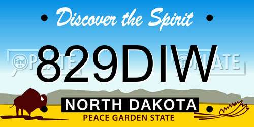 829DIW North Dakota License Plate