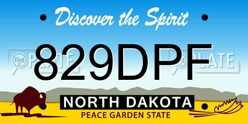 829DPF North Dakota License Plate