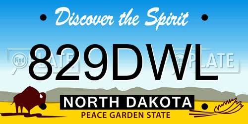 829DWL North Dakota License Plate