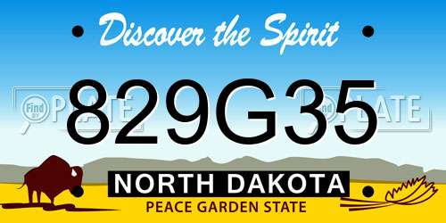 829G35 North Dakota License Plate