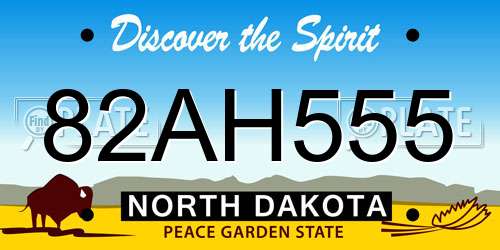 82AH555 North Dakota License Plate