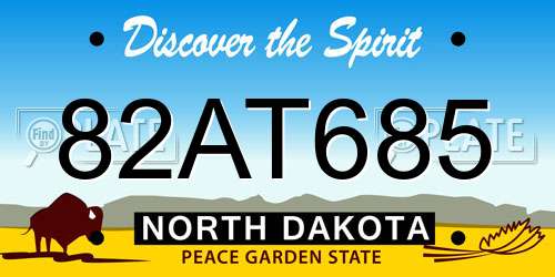 82AT685 North Dakota License Plate