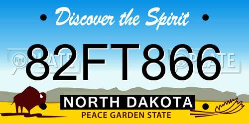 82FT866 North Dakota License Plate