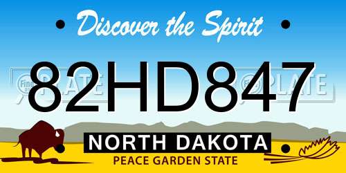 82HD847 North Dakota License Plate