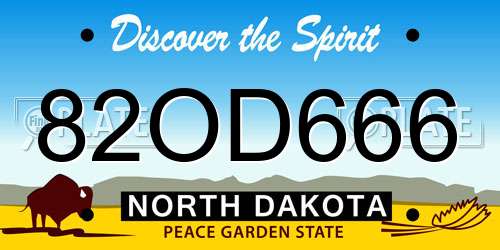 82OD666 North Dakota License Plate
