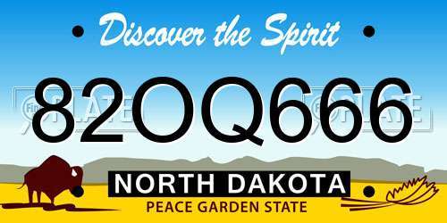 82OQ666 North Dakota License Plate